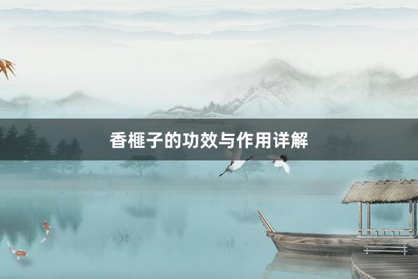 香榧子的功效与作用详解